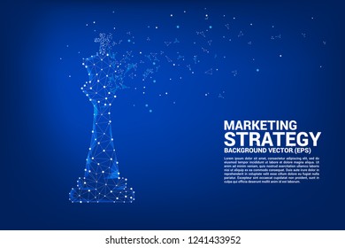 low polygon dot connected line of king chess piece. icon for planning and strategy thinking