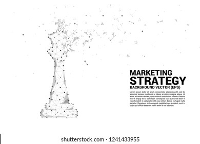 low polygon dot connected line of king chess piece. icon for planning and strategy thinking