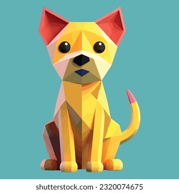 Low Polygon, geometric pattern dog, puppy, animal flat illustration