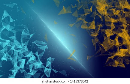 Low polygon geometrical background with moving lines and dots.