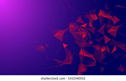 Low polygon geometrical background with moving lines and dots.