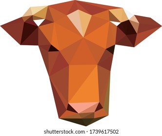 Low polygon geometry animal cow. Low poly style vector. Low poly design.