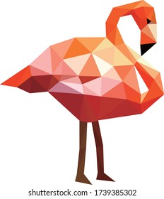 Grúa animal baja en geometría de polígono. Pájaro vectorial de bajo estilo polo. Diseño de polos bajos.
