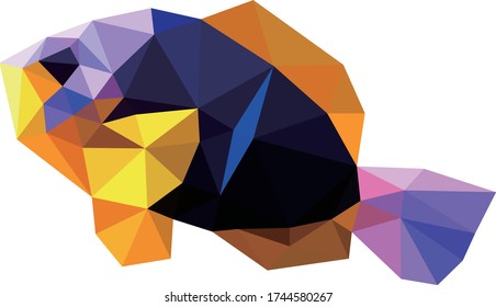 Low polygon geometry animal fish. Low poly style vector. Low poly design.