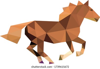 Low polygon geometry animal horse. Low poly style vector. Low poly design.
