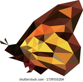 Low polygon geometry animal insect butterfly. Low poly style vector. Low poly design.