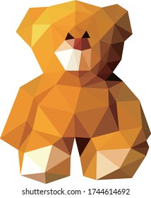 Oso de peluche de peluche con geometría de polígono baja. Vector de estilo de polos bajo. Diseño de polos bajos.