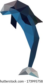 Low polygon geometry dolphin. Low poly style vector. Low poly design.