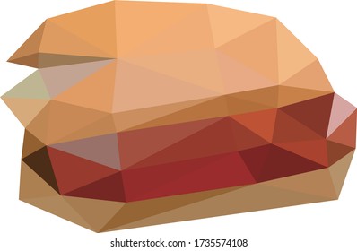Low polygon geometry food bread.Low poly style vector.Low poly design.