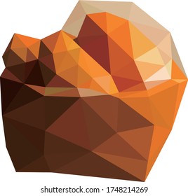 Comida baja de geometría de polígono. Cocina vectorial de bajo estilo de poli. Diseño de polos bajos.