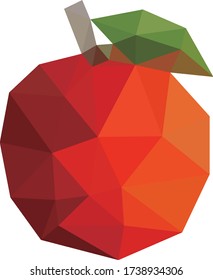 Low polygon geometry fruit food. Low poly style vector. Low poly design.