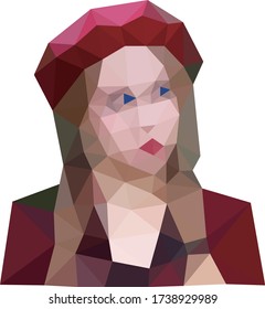 Gente baja de geometría de polígono. Mujer vectorial de bajo estilo polo. Diseño de polos bajos.