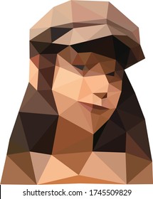 Low polygon geometry woman. Low poly style vector people. Low poly design.