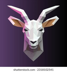 Low polygon goat face, geometric pattern , Eid ul Adha Greetings, Bakra Eid Mubarak, Celebrations, Animal Vector Illustration, Muslim Festival