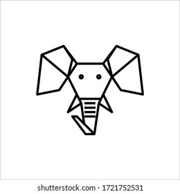 low polygon of the head of an elephant with black and white color isolated on white background. created with the flat design of origami style.