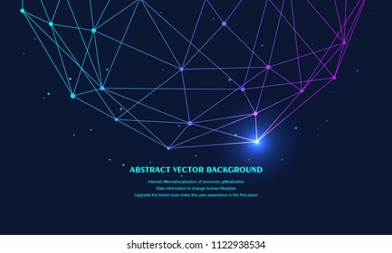 Low polygon mesh sphere, high tech vector background illustration