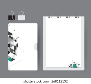 Low polygon on white notebook template design. vector illustration