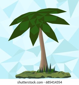 Low polygon palm tree and grasses