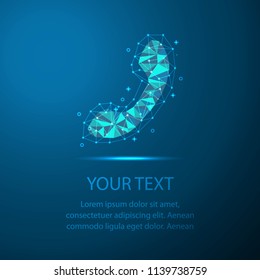 Low polygon phone with lines and dots.