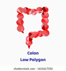 Low polygon of realistic human colon design. digestive system geometric illustration.