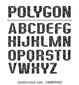 Low polygon sanserif font. Black print on a white background