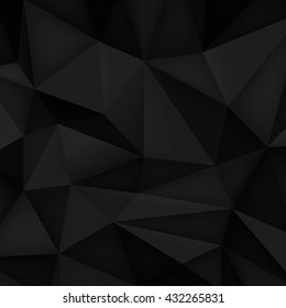 Low polygon shapes background, triangles mosaic, vector design, creative background, templates design, black background