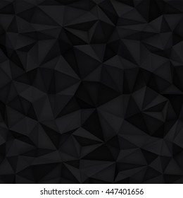 Low polygon shapes black background, triangles mosaic, creative wallpaper, templates design, dark crystals, vector design