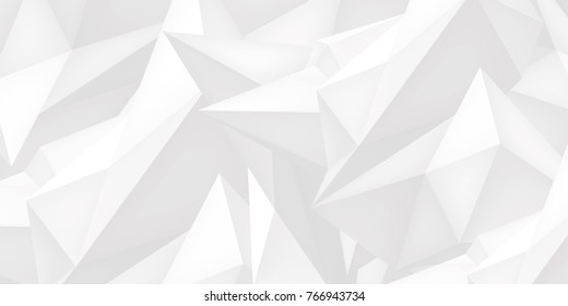Low polygon shapes, light background, white crystals, triangles mosaic, creative origami wallpaper, templates vector design