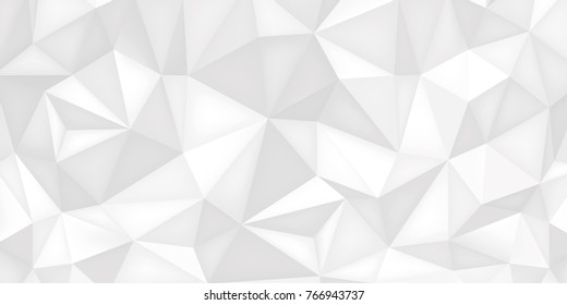 Low polygon shapes, light background, white crystals, triangles mosaic, creative origami wallpaper, templates vector design