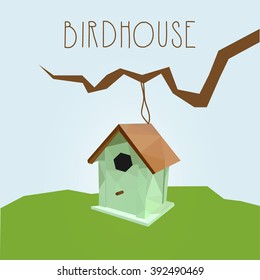 low polygon style birdhouse. vector illustration