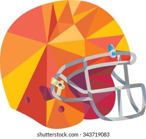 Low polygon style illustration of an american football helmet headgear viewed from side set on isolated white background. 