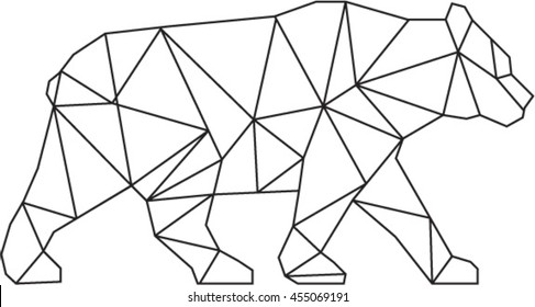 Low polygon style Illustration of an American black bear,Ursus americanus, a medium-sized bear native to North America walking viewed from side set on isolated white background done black and white. 
