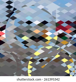 Low polygon style illustration of blue bubbles abstract background.