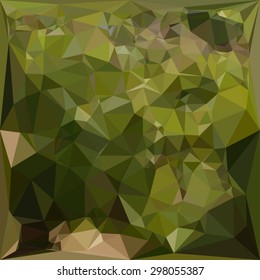 Low polygon style illustration of an olive green abstract geometric background.