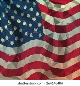 Low polygon style illustration of USA American flag
