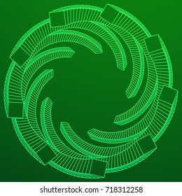 Low polygon tube barrel wireframe mesh background. Scinece and tech vector illustration.