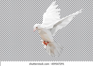 Низкий полигон White Dove на шахматной доске фоне для редактирования дизайна и международного дня мира 2016