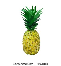 low polygon yelllow pineapple made of triangles