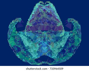 Low polygonal background toned in blue color.Design element for book covers, presentations layouts, title and page backgrounds. Digital collage. Vector clip art.