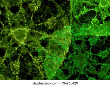 Low polygonal background toned in green color.Design element for book covers, presentations layouts, title and page backgrounds. Vector clip art.