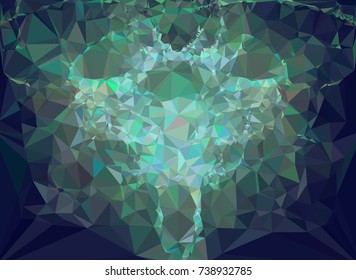 Low polygonal background toned in green color.Design element for book covers, presentations layouts, title and page backgrounds. Vector clip art.