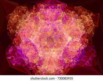 Low polygonal background toned in red color.Design element for book covers, presentations layouts, title and page backgrounds. Digital collage. Vector clip art.