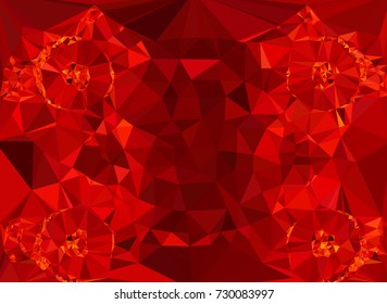Low polygonal background toned in red color.Design element for book covers, presentations layouts, title and page backgrounds. Digital collage. Vector clip art.