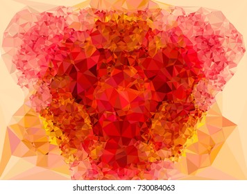 Low polygonal background toned in red color.Design element for book covers, presentations layouts, title and page backgrounds. Digital collage. Vector clip art.