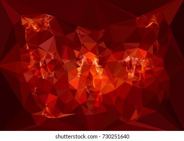 Low polygonal background toned in red color.Design element for book covers, presentations layouts, title and page backgrounds. Digital collage. Vector clip art.