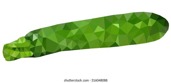 Low polygonal courgette (zucchini) - abstract mosaic isolated on white