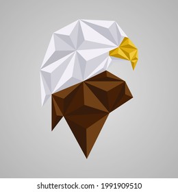 Low polygonal eagle portrait. Vector image of an eagle's head on a gradient background.