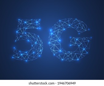 Niedriges polygonal schnelles 5G-Internetanbindung-Konzept. Design für intelligente Technologie. Grafisches Konzept für Ihr Design.