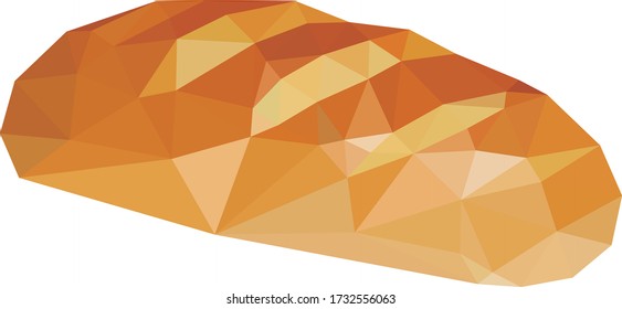Low polygonal geometric bread. Abstract vector Illustration, low poly style. Stylized design element.