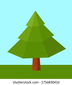 Low polygonal geometric Christmas trees. Abstract vector Illustration, low poly style. Stylized design element. 
